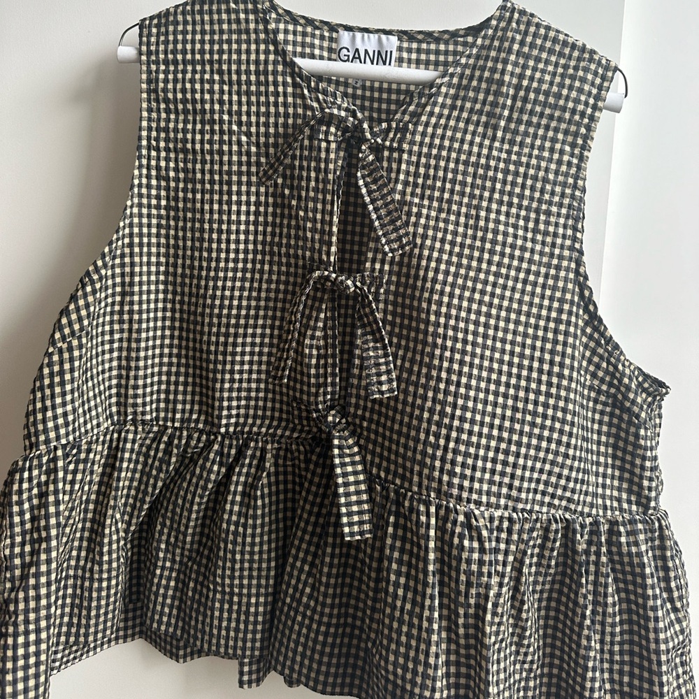 Ganni peplum tie shirt